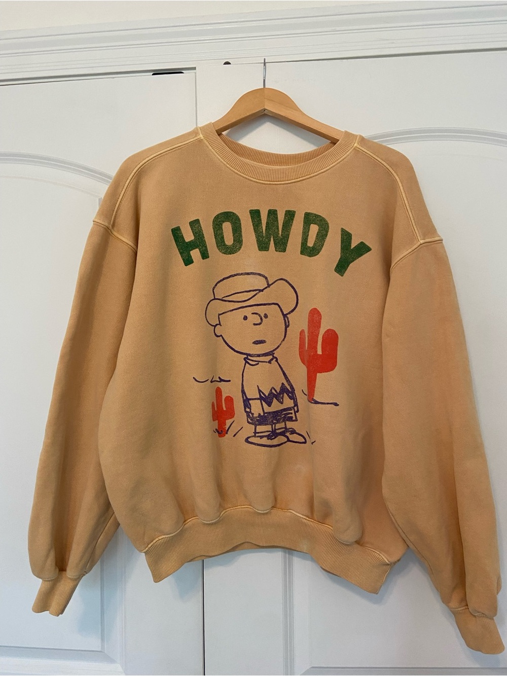 People of Leisure Peanuts Cowboy Charlie Brown Sweatshirt Large Organic Cotton